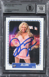 Jillian Hall Signed 2008 Topps Heritage IV WWE #60 Card Auto 10! BAS Slabbed