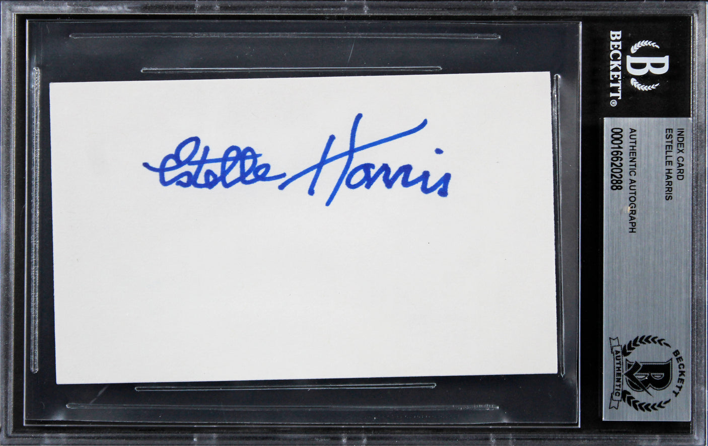 Estelle Harris Seinfeld Authentic Signed 3x5 Index Card Autographed BAS Slabbed