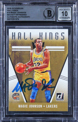 Lakers Magic Johnson Signed 2018 Donruss Hall Kings #19 Card Auto 10! BAS Slab