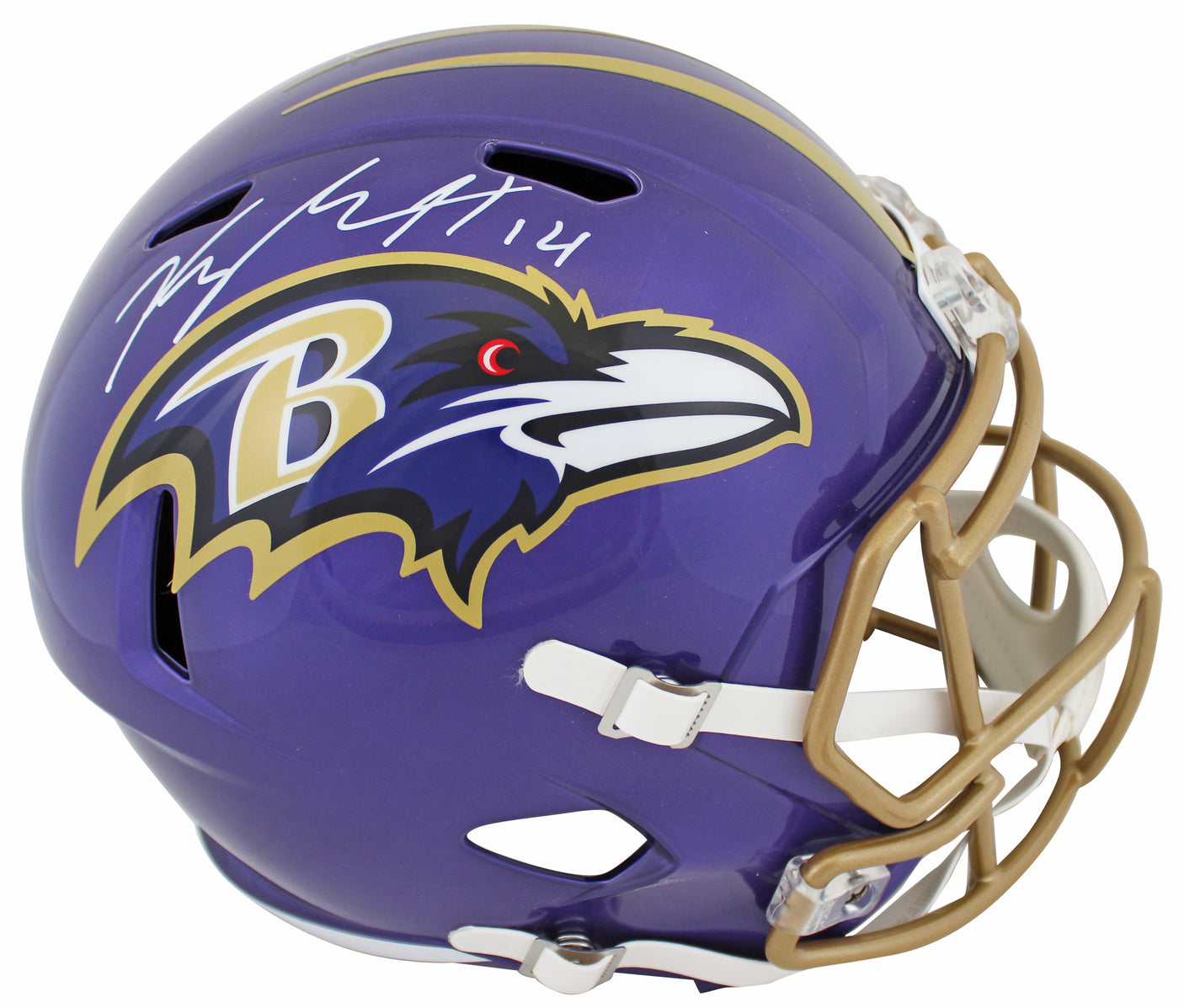 Ravens Kyle Hamilton Authentic Signed Flash Full Size Speed Rep Helmet BAS Wit