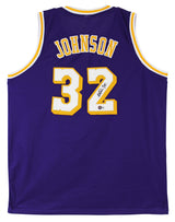 Magic Johnson Authentic Signed Purple Pro Style Jersey Autographed BAS Witnessed