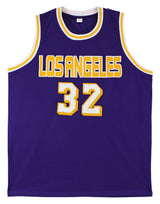 Magic Johnson Authentic Signed Purple Pro Style Jersey Autographed BAS Witnessed