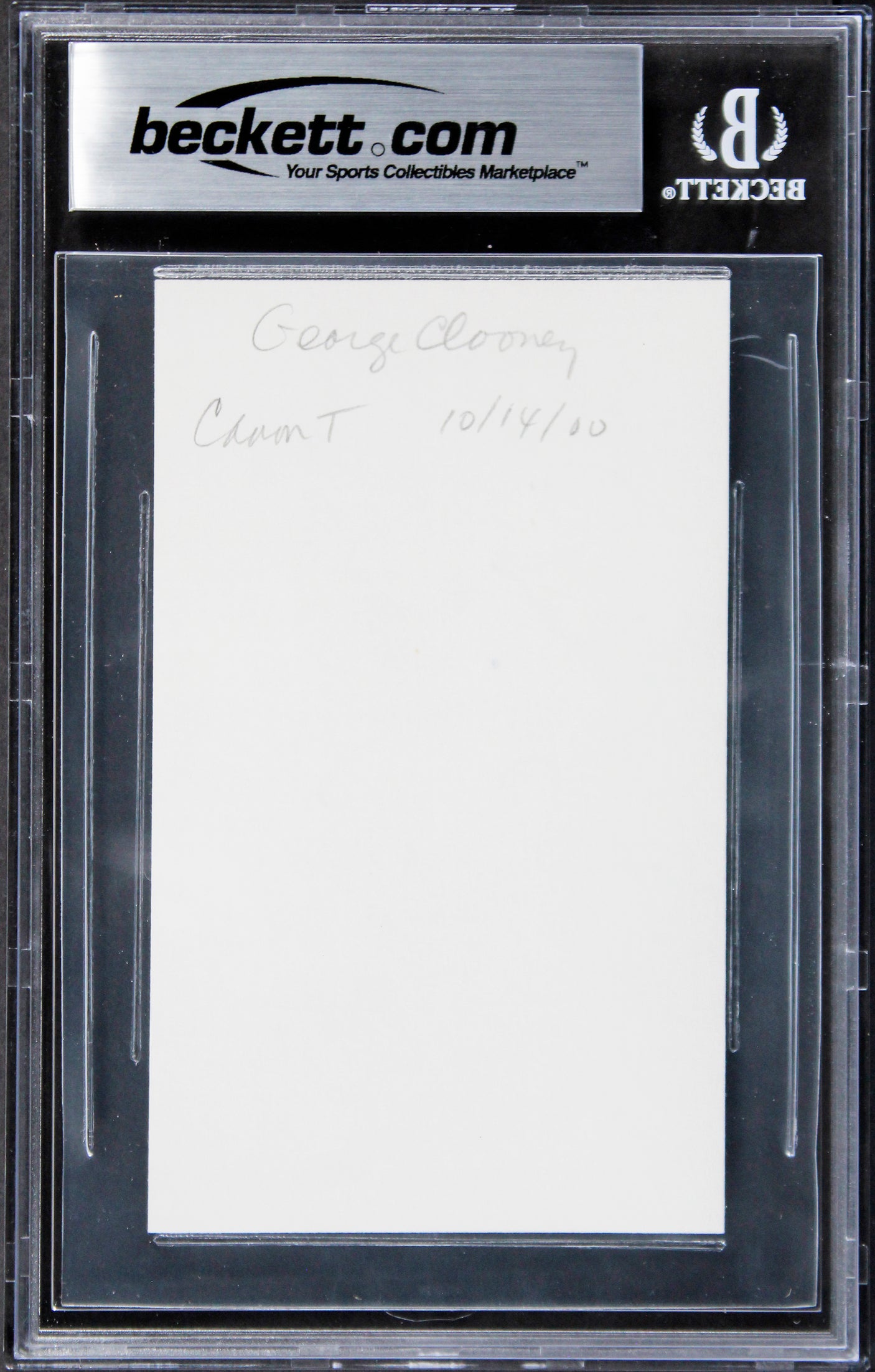George Clooney Ocean's 11 Authentic Signed 3x5 Index Card BAS Slabbed 2