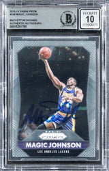 Lakers Magic Johnson Signed 2015 Panini Prizm #248 Card Auto 10! BAS Slabbed