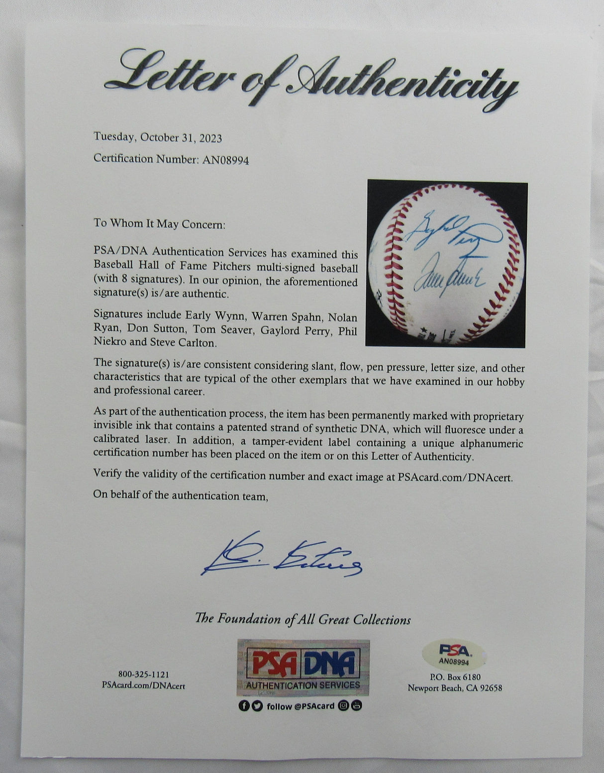 300 Wins Club Signed Rawlings Baseball PSA/DNA LOA AN08994