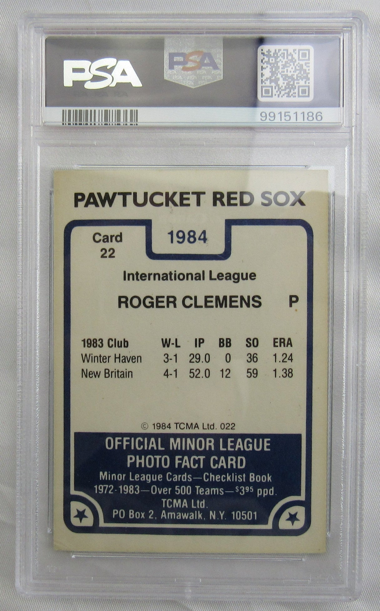 Roger Clemens Signed Auto 1984 TCMA Baseball Card PSA Encapsulated