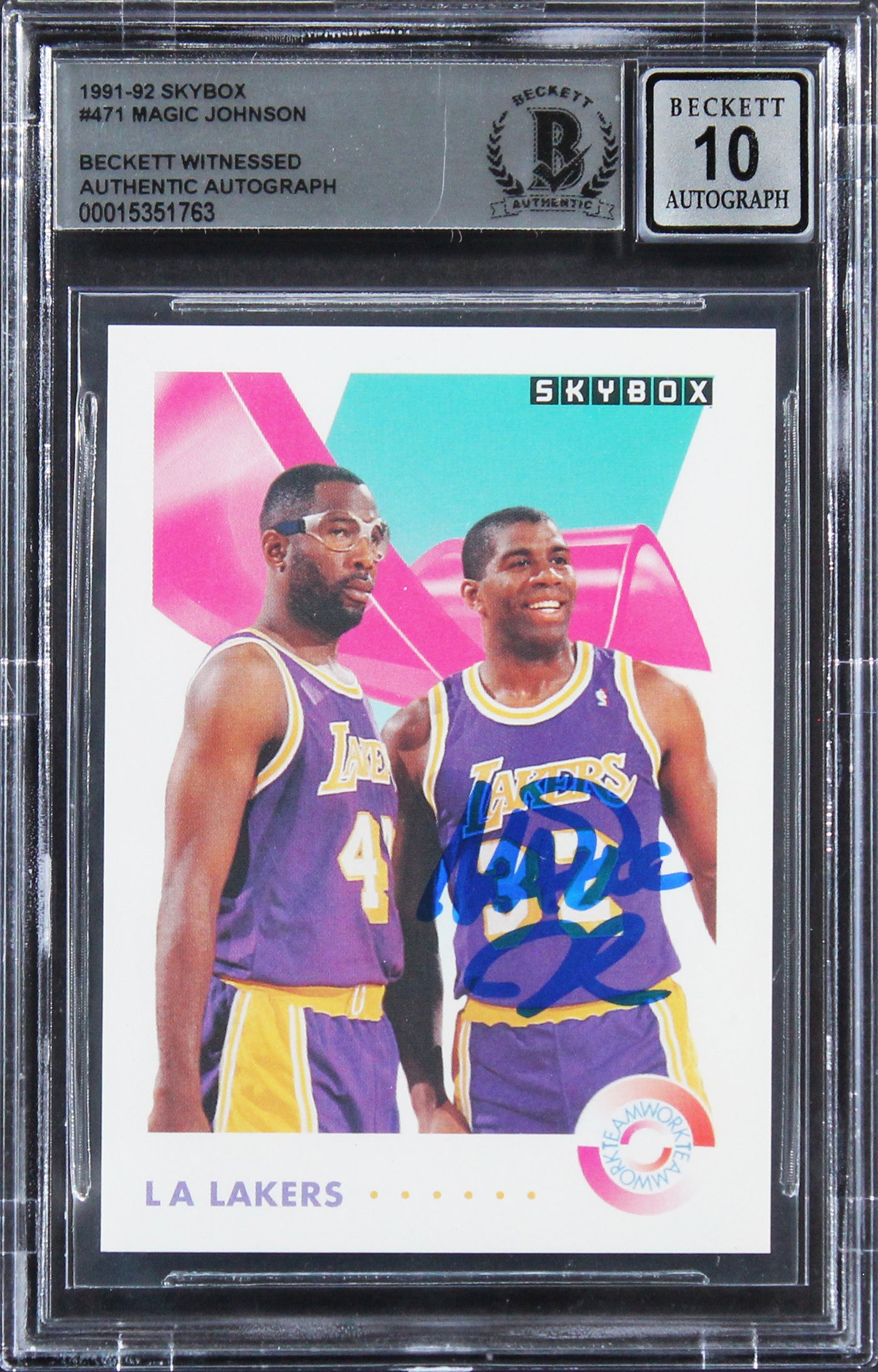 Lakers Magic Johnson Authentic Signed 1991 Skybox #471 Card Auto 10! BAS Slabbed