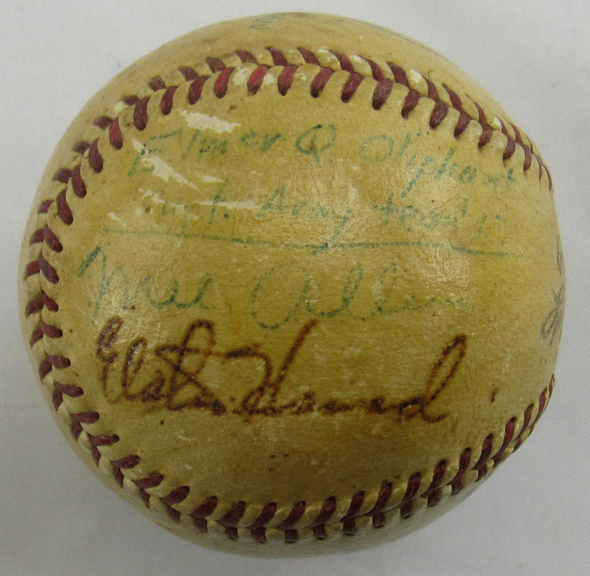 Elmer Oliphant Bob Turley Elston Howard+4 1955-1956 Yankees Team Signed Auto Rawlings Baseball JSA LOA ZZ82762