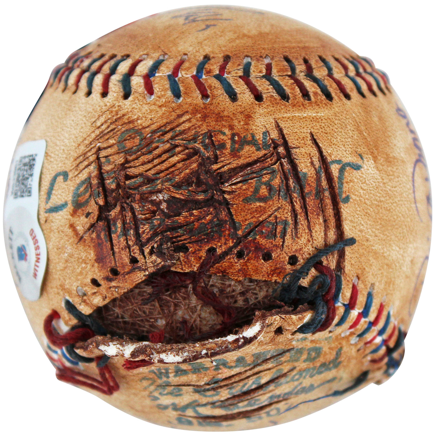 Sandlot (8) Guiry, Leopardi, Renna +5 Signed Chewed Baseball w/ Character BAS