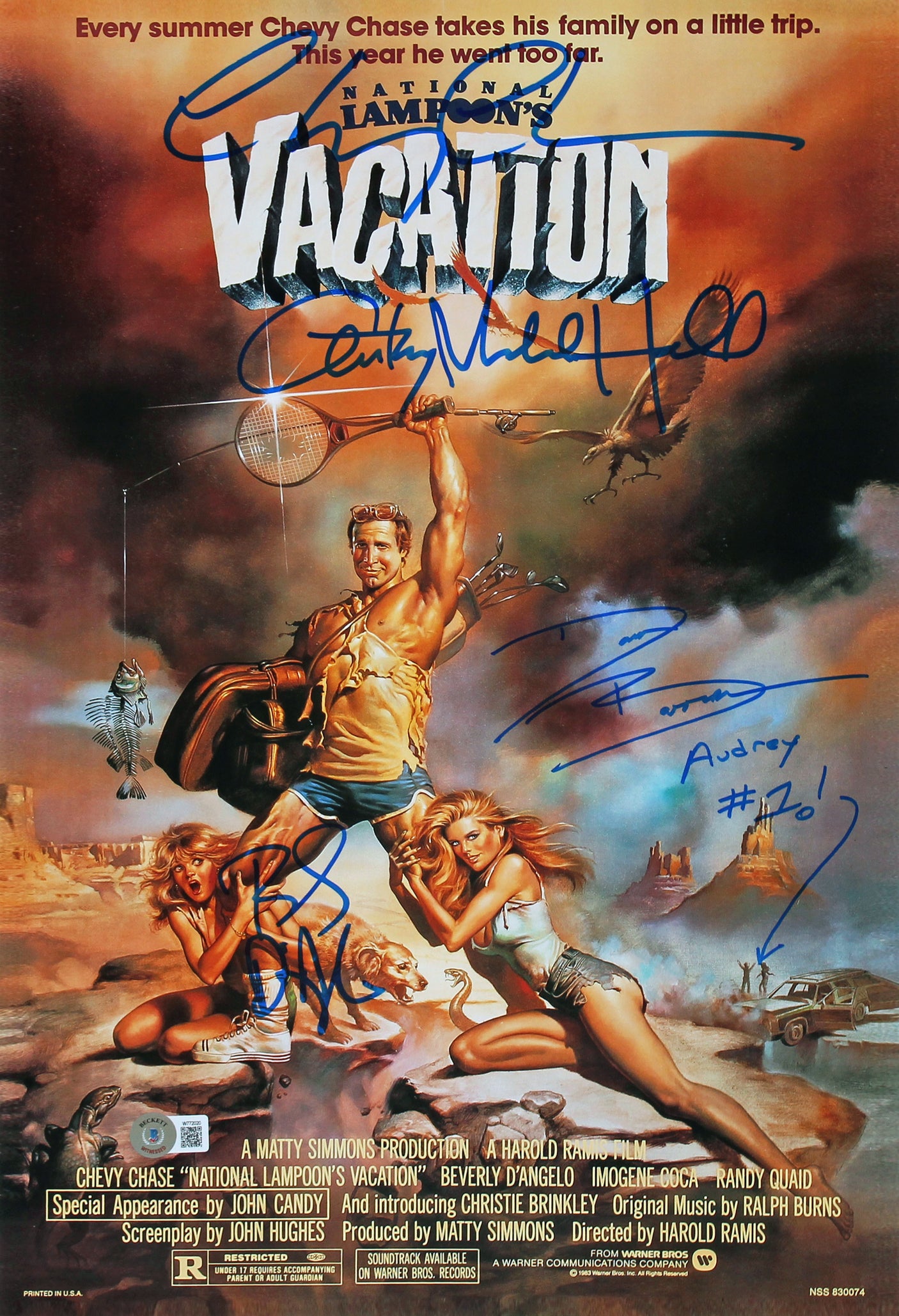 Vacation (4) Chevy Chase, D'Angelo, Barron & Hall Signed 12x18 Photo BAS Wit 2