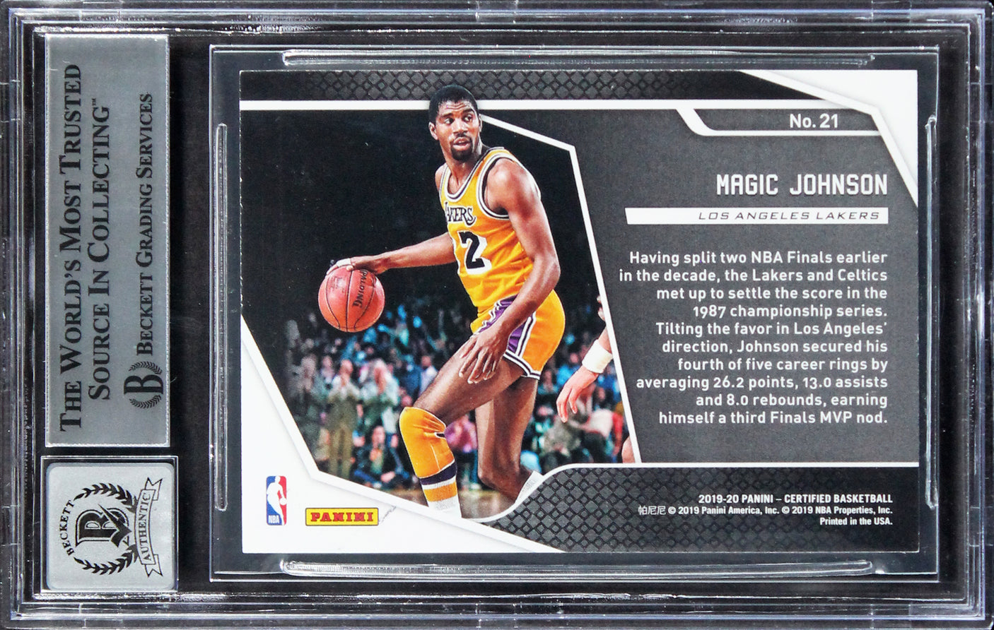 Magic Johnson Signed 2019 Certified Raise The Banner #21 Card Auto 10! BAS Slab