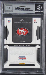 Joe Montana Signed 2021 Panini National Treasures #64 8/55 Card Auto 10 BAS Slab