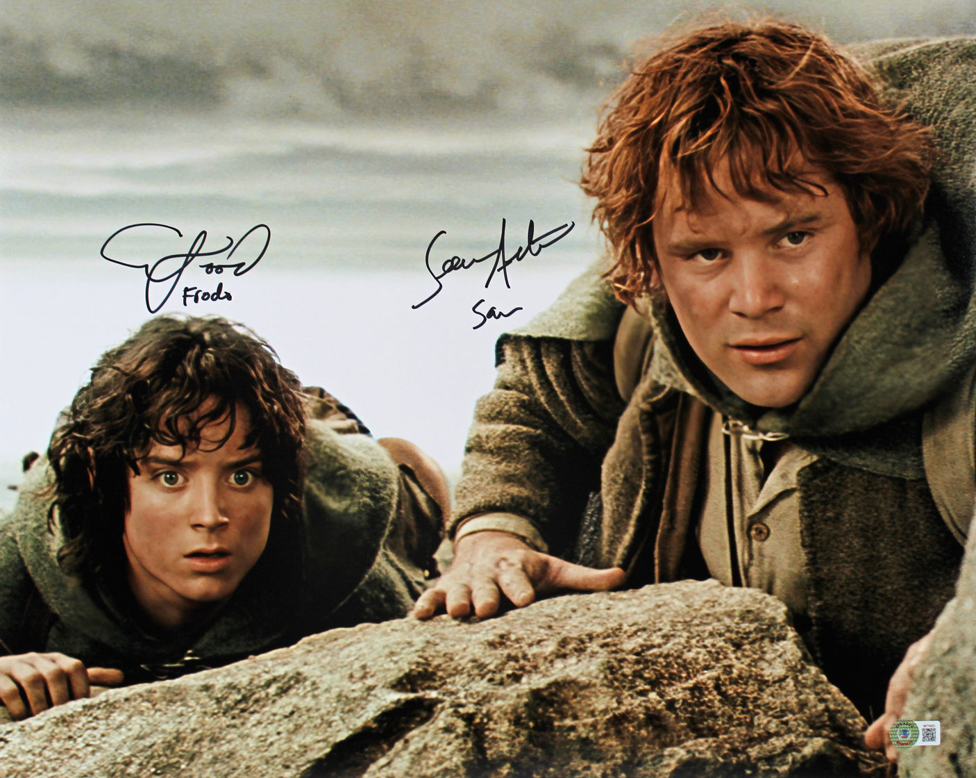 Elijah Wood & Sean Astin Lord of the Rings Signed 16x20 Horizontal Photo BAS Wit