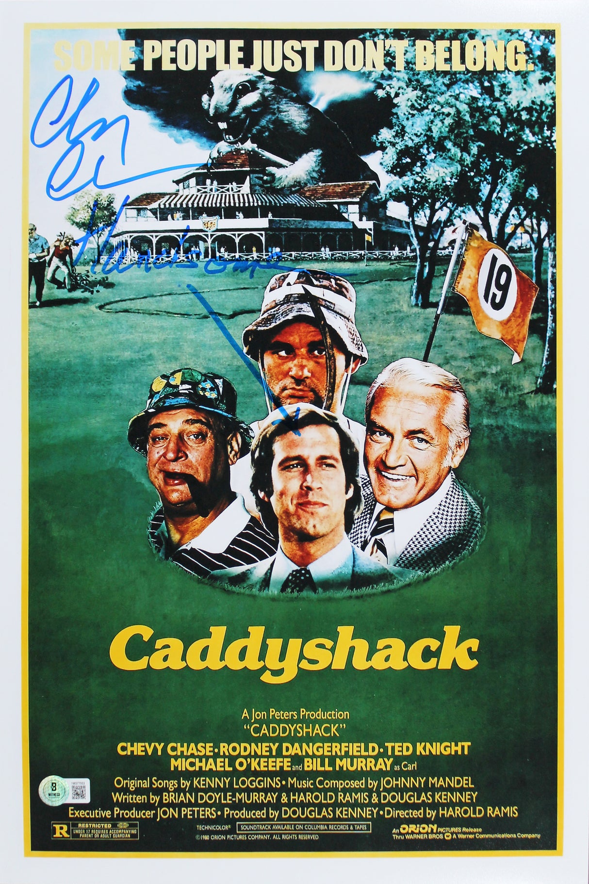 Chevy Chase Caddyshack "Handsome" Authentic Signed 12x18 Photo BAS #1W377553