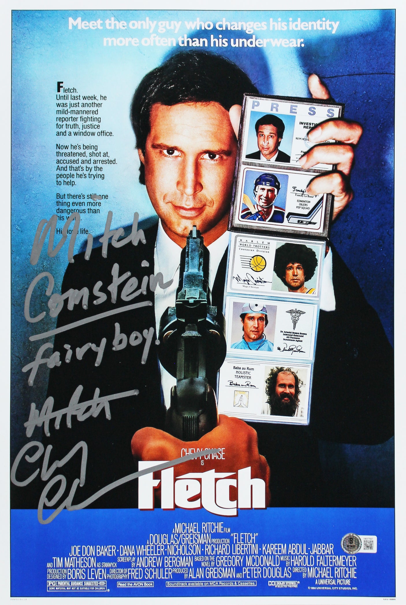 Chevy Chase Fletch "Mitch Comstein" Authentic Signed 12x18 Photo BAS #1W377557