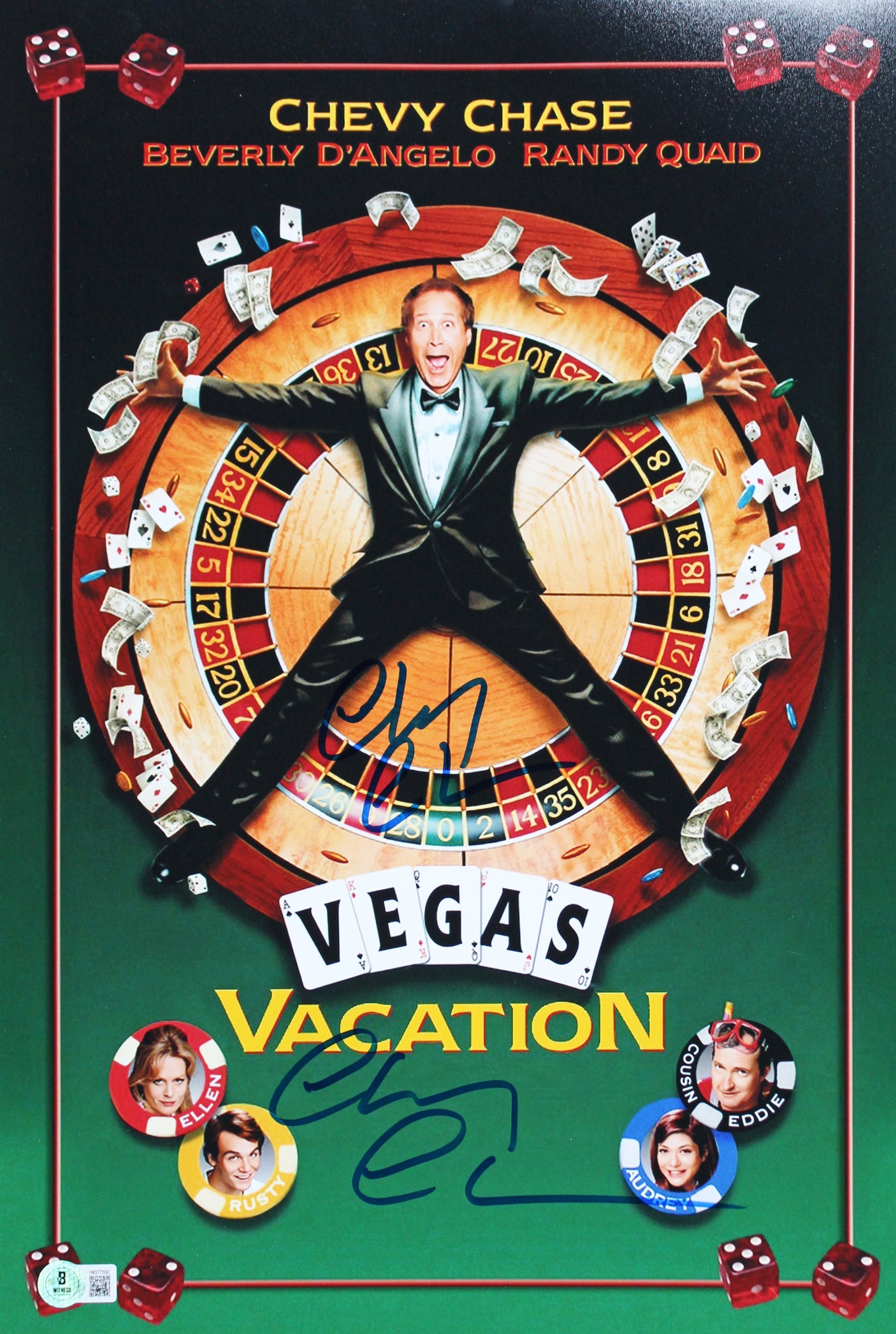 Chevy Chase Vegas Vacation Authentic 2x Signed 12x18 Photo BAS #1W377550