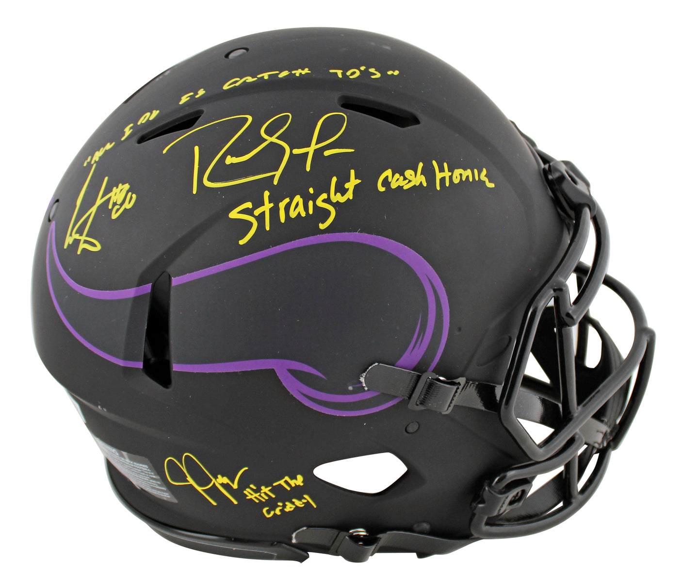 Vikings (3) Jefferson, Moss & Carter Signed Eclipse F/S Speed Proline Helmet BAS