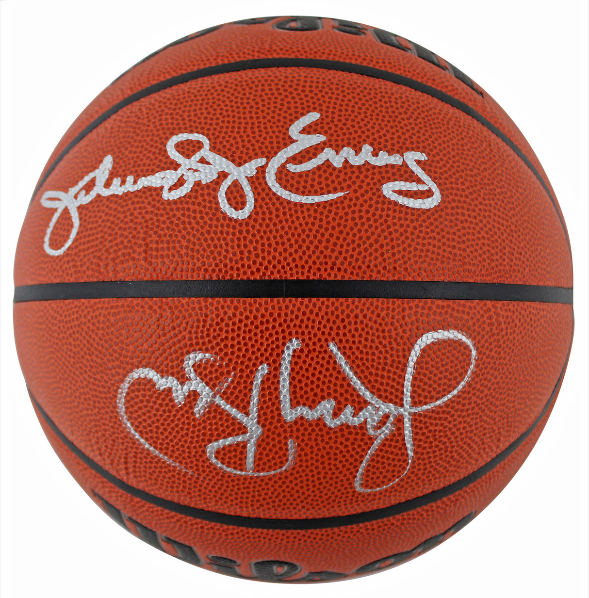 Larry Bird & Julius "Dr.J" Erving Signed Wilson Basketball BAS Witness #W089726