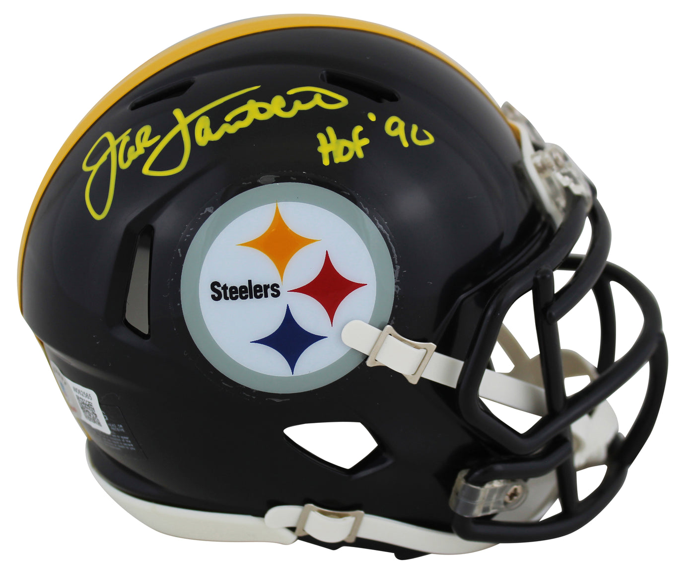 Steelers Jack Lambert "HOF 90" Signed Speed Mini Helmet W/ Case BAS