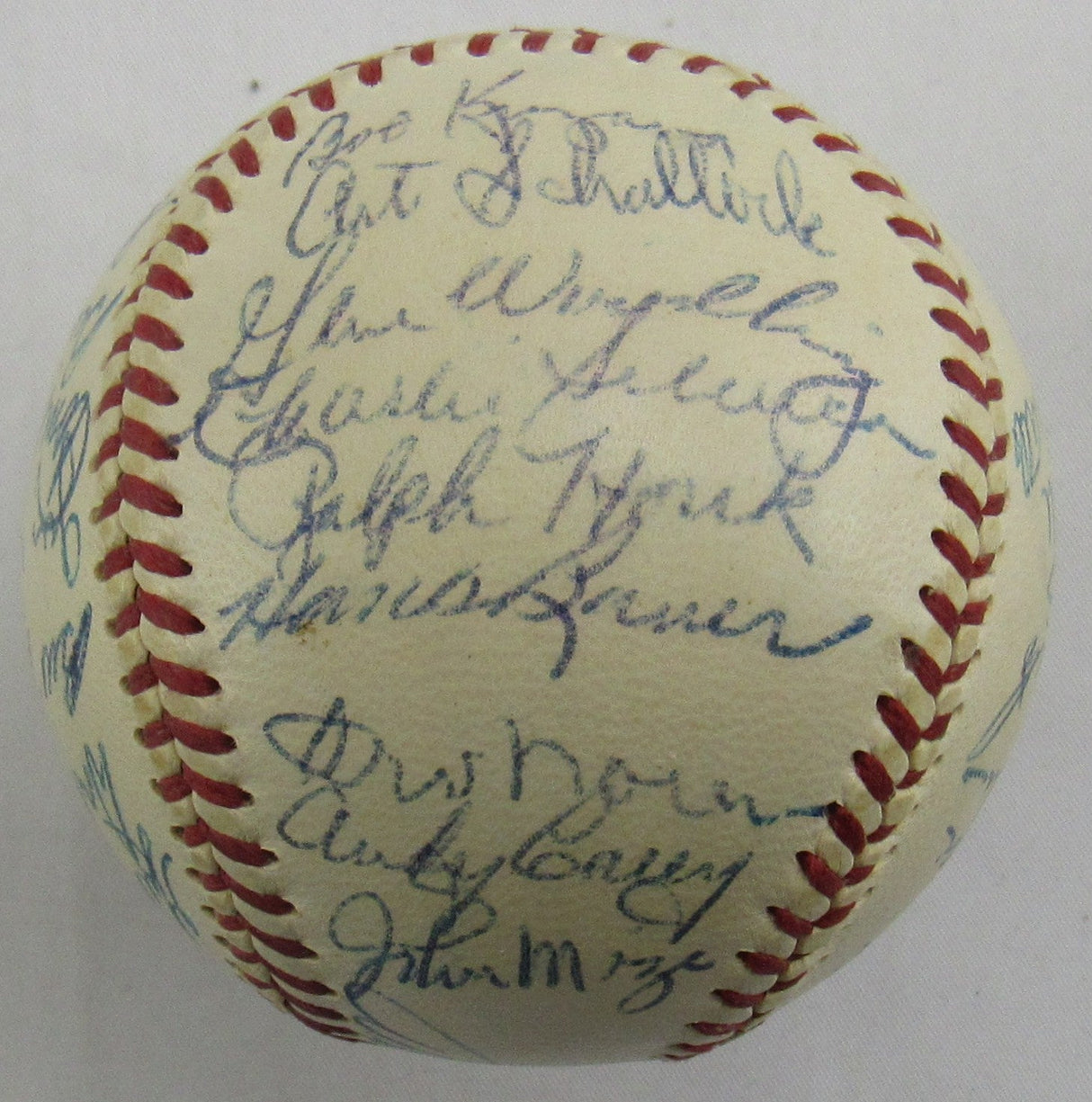 Mickey Mantle Phil Rizzuto Johnny Mize +25 1953 World Series Champions Yankees Team Signed Auto Rawlings Baseball JSA LOA ZZ82760