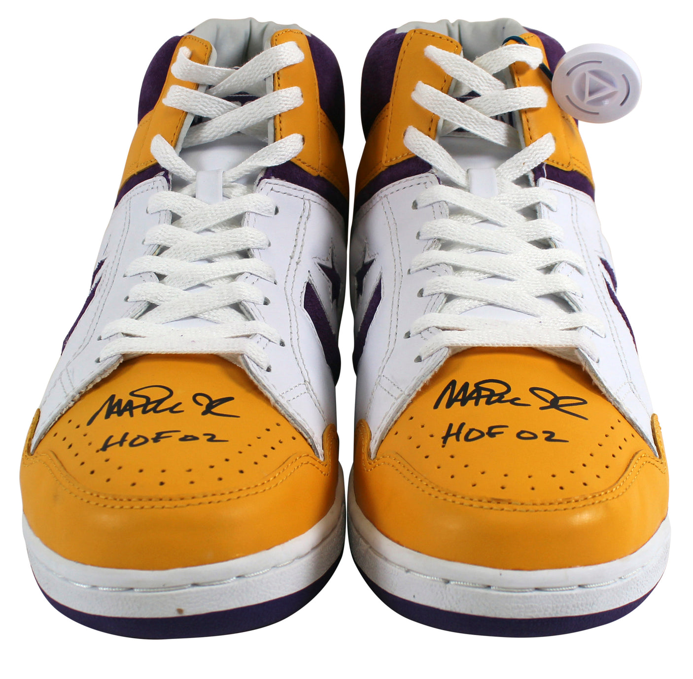 Lakers Magic Johnson "HOF 02" Authentic Signed Converse Weapon Shoes BAS Witness