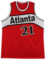 Dominique Wilkins Authentic Signed Red Pro Style Jersey w/ Black #s BAS Witness