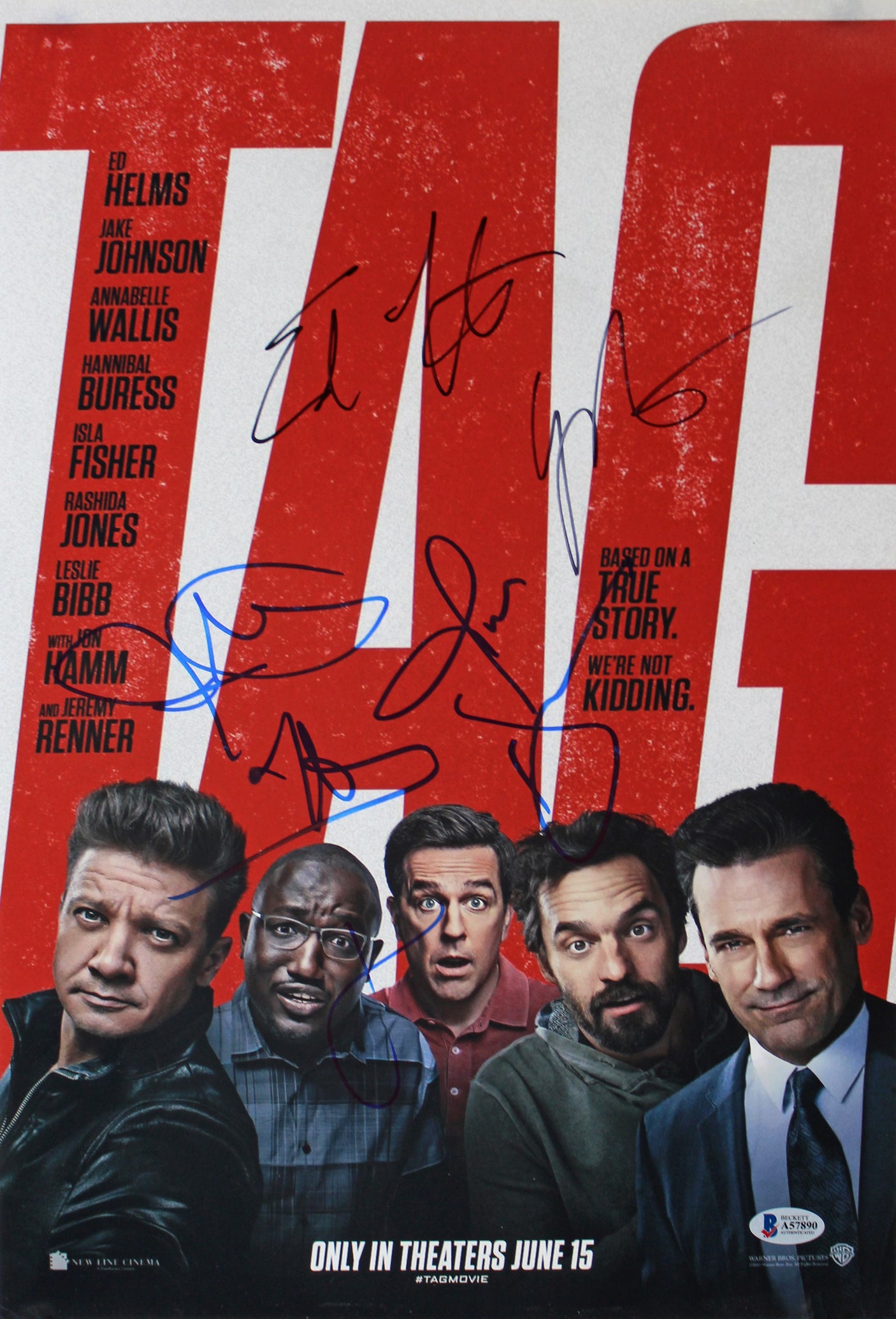 TAG (6) Renner, Helms, Hamm, Buress, Johnson & Tomsic Signed 12x18 Photo BAS