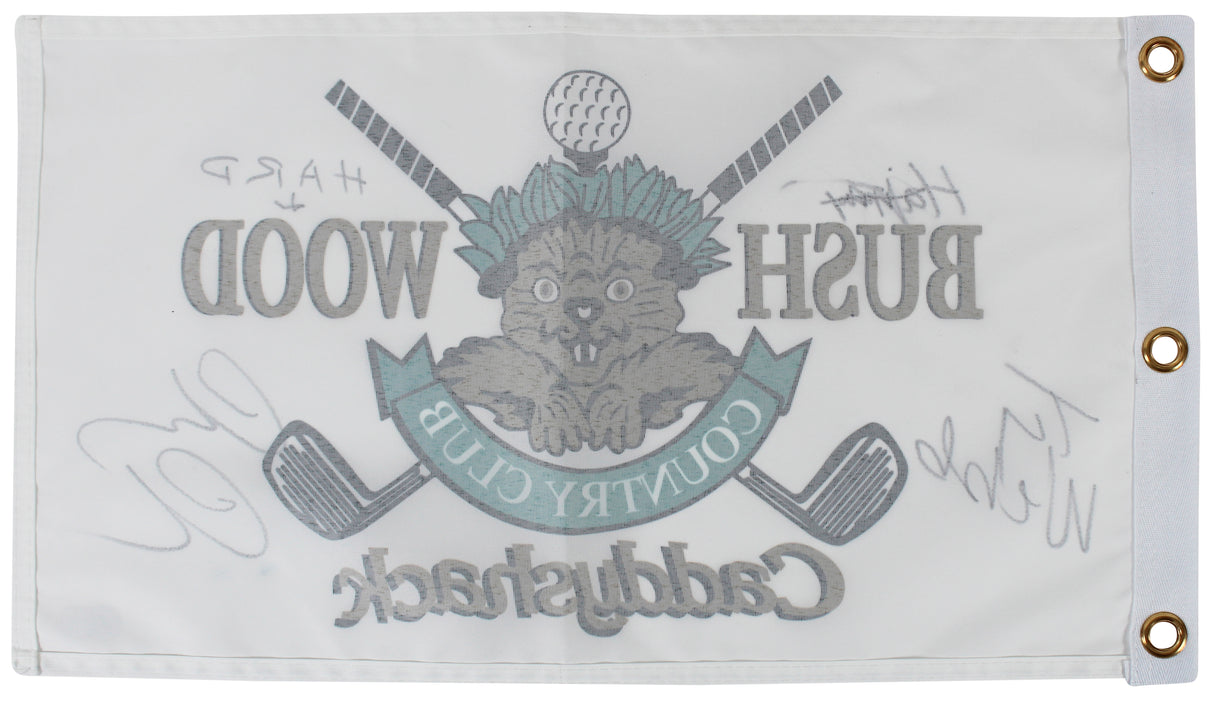 Chevy Chase Caddyshack "2x Insc" Signed Bushwood Country Club Flag BAS #1W311287