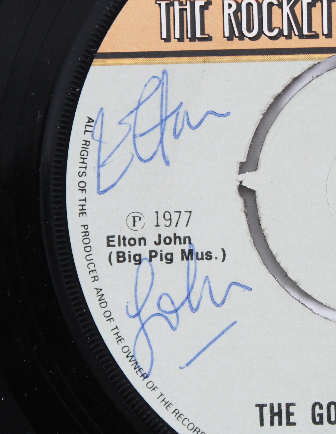 Elton John Signed The Goaldiggers Song 45 RPM Record Vinyl BAS #AD64010