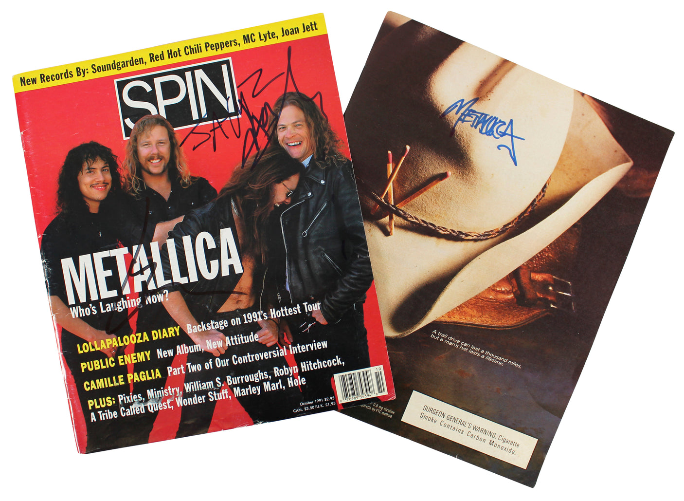 Metallica (3) Hetfield Ulrich & Newstead Signed Spin Magazine Cover BAS #AB76488