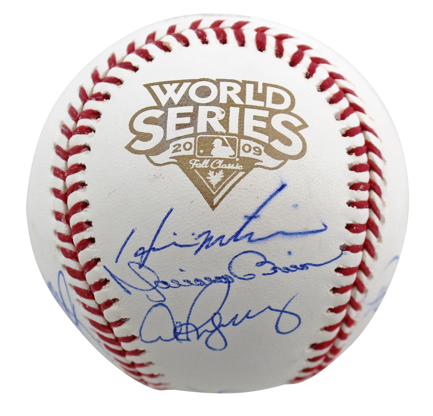 2009 Yankees (9) Jeter Rivera Posada Signed 2009 WS Logo Oml Baseball Steiner 2
