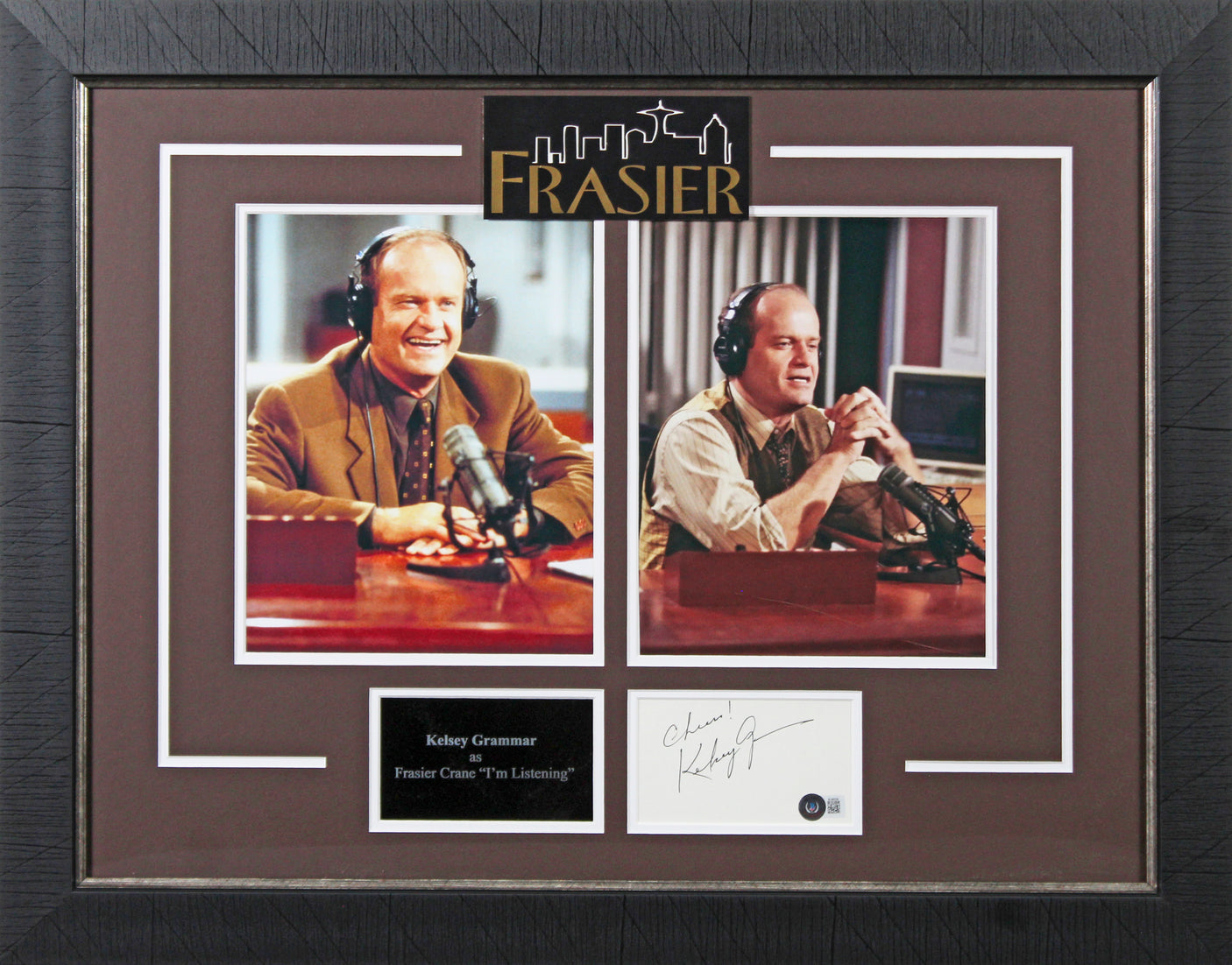 Kelsey Grammer Frasier "Cheers!" Signed & Framed 3x5 Index Card BAS #BL98229