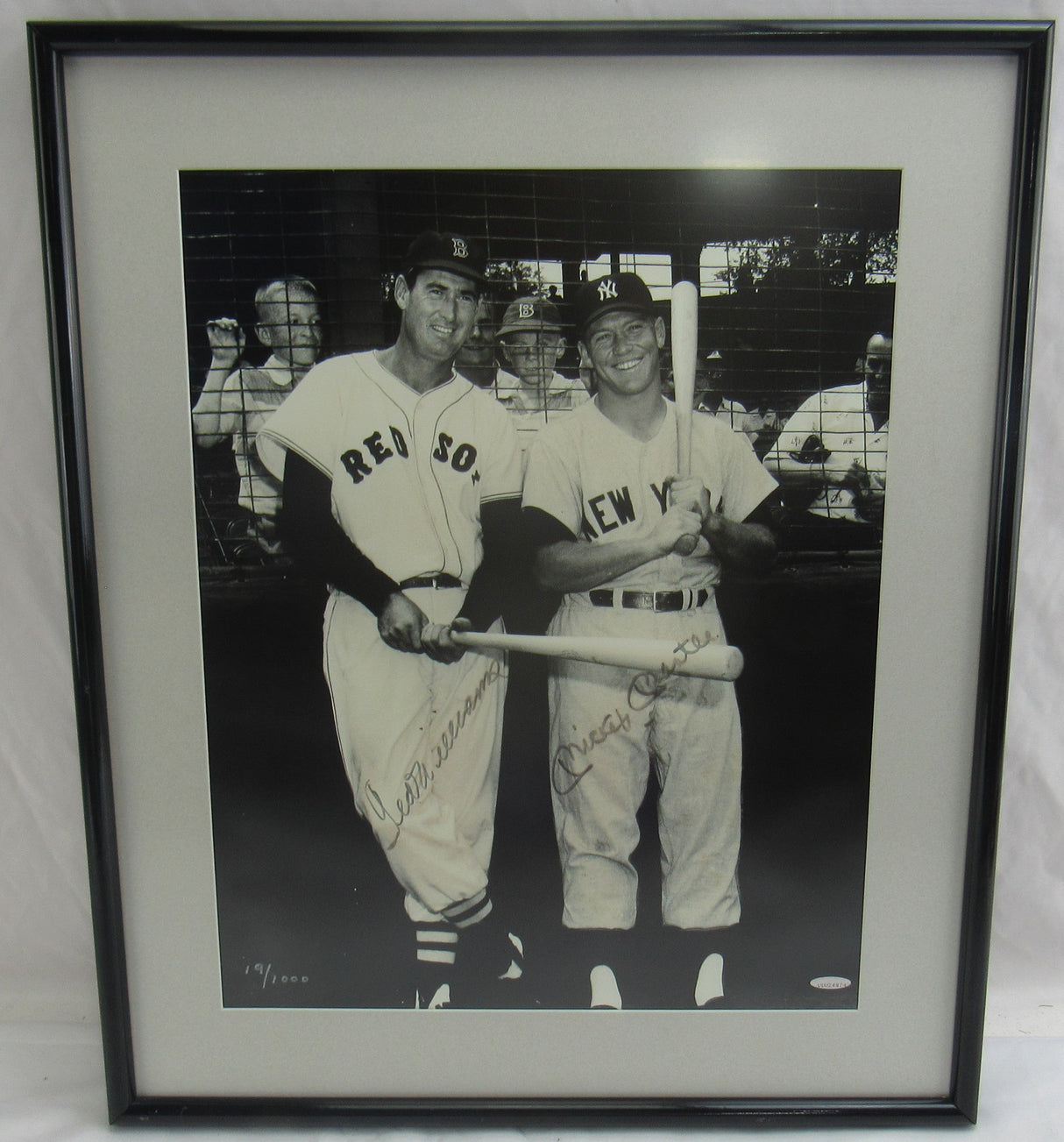 Ted Williams Mickey Mantle Signed Framed Photo Upper Deck Holo No COA Card