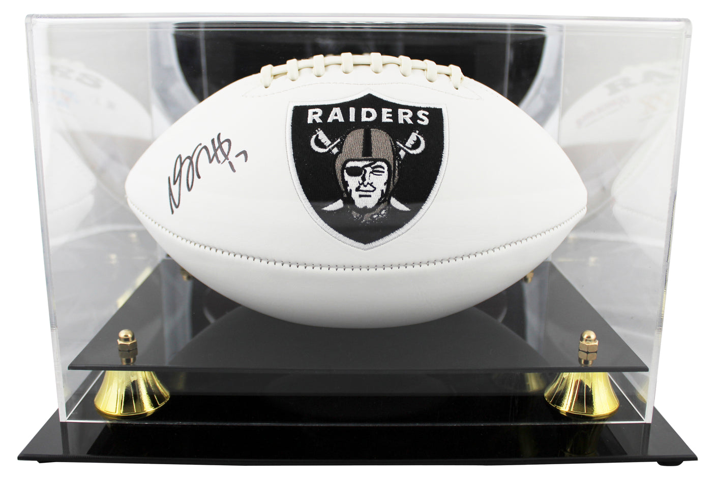 Raiders Davante Adams Signed White Panel Logo Football W/ Case BAS Witnessed