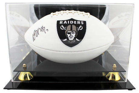 Raiders Davante Adams Signed White Panel Logo Football W/ Case BAS Witnessed