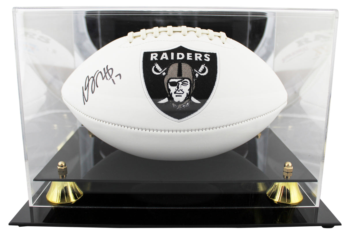Raiders Davante Adams Signed White Panel Logo Football W/ Case BAS Witnessed