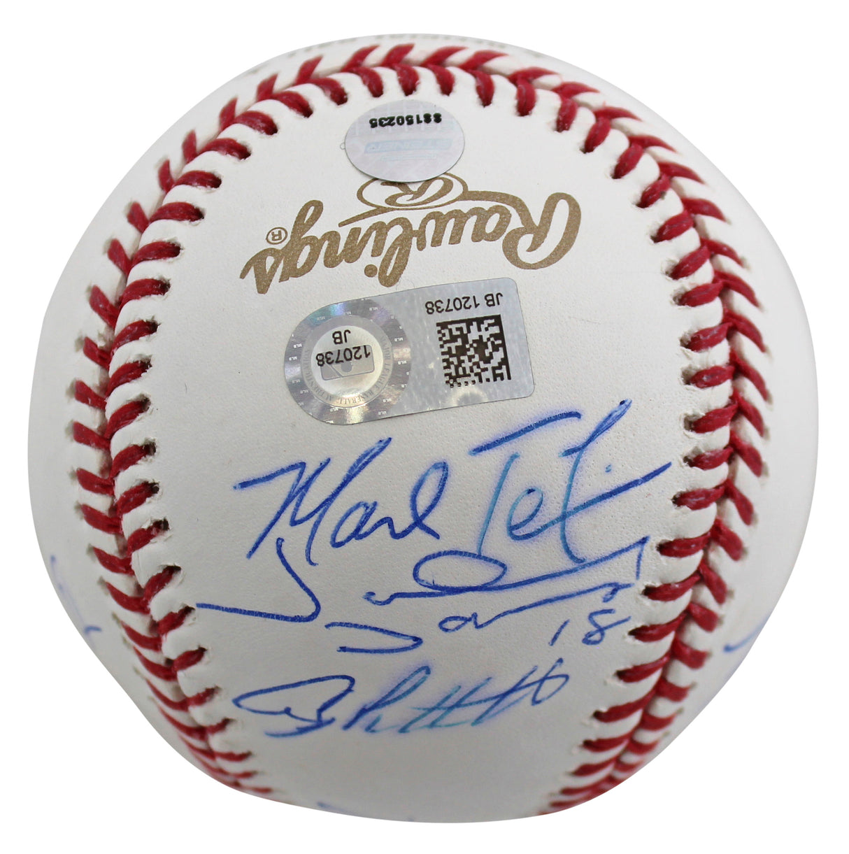 2009 Yankees (9) Jeter Rivera Posada Signed 2009 WS Logo Oml Baseball Steiner 1