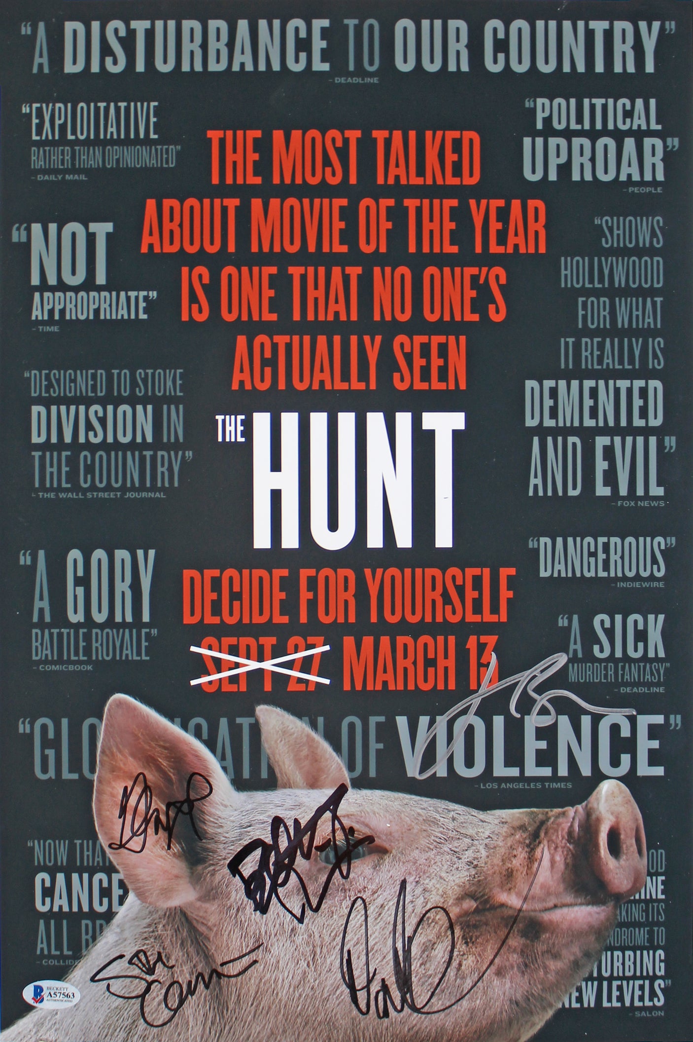 The Hunt (5) Gilpin, Lindelof, Blum, Crim & Howerton Signed 12x18 Photo BAS