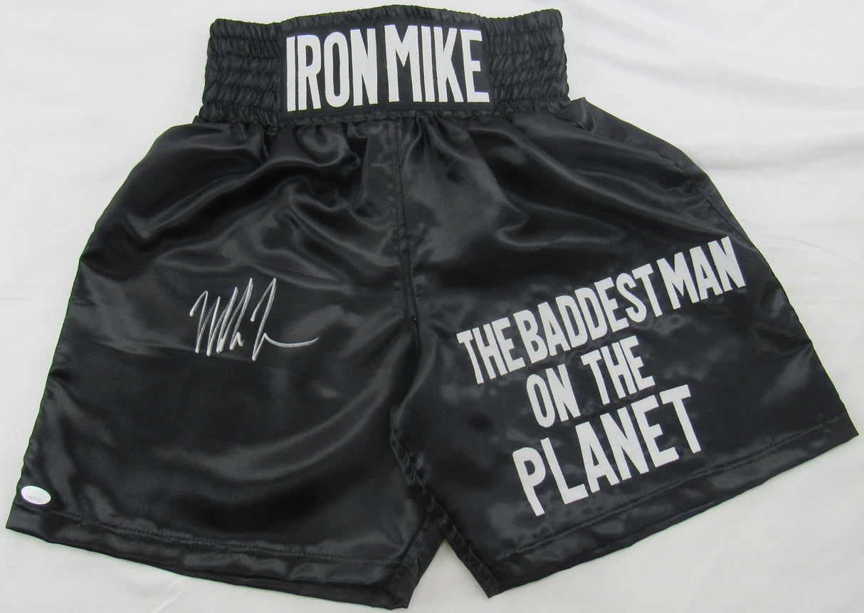 Mike Tyson Signed Auto Iron Mike Boxing Shorts JSA COA