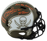Bucs Mike Alstott 3x Insc Signed Salute To Service F/S Speed Rep Helmet BAS Wit