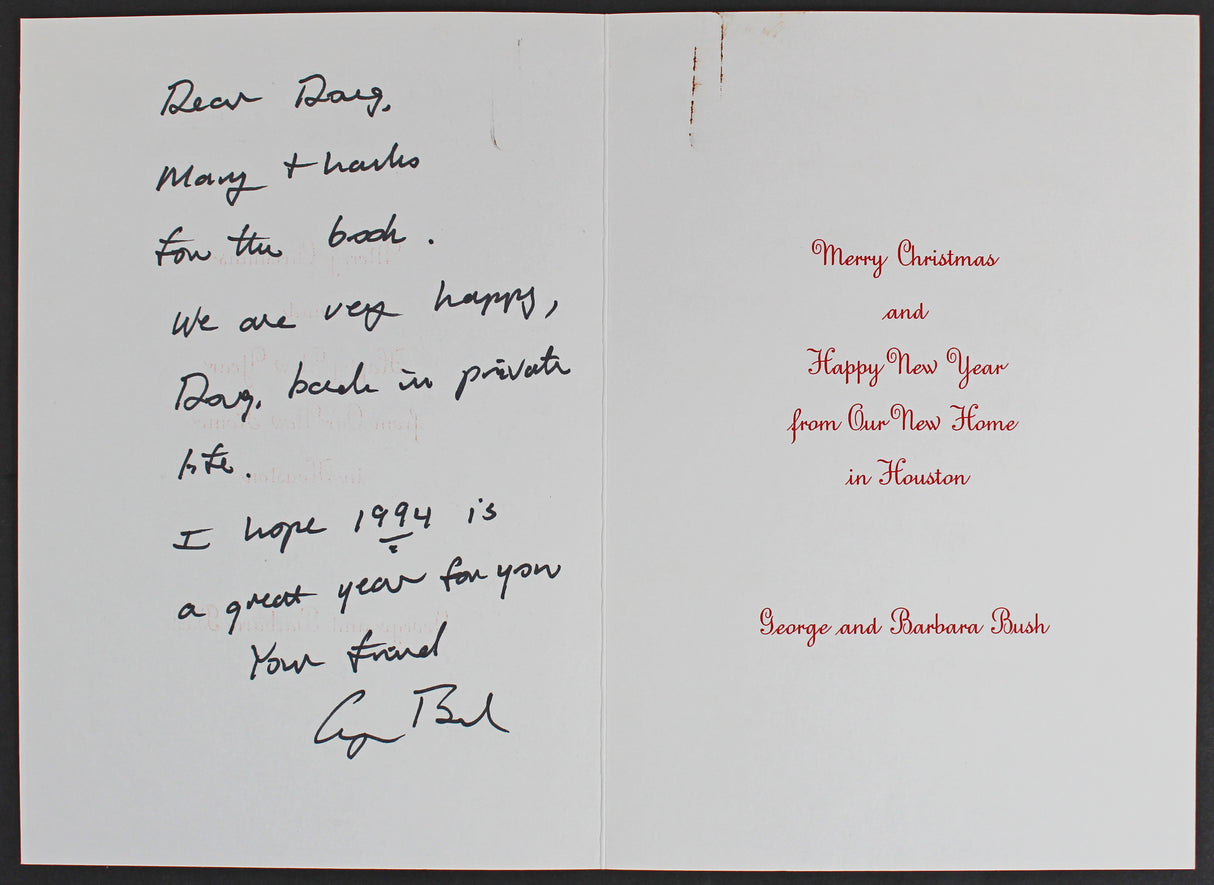 George H.W. Bush Authentic Signed Holiday Greeting Card Autographed BAS #A57636