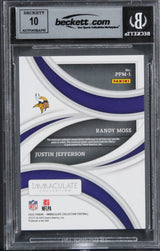 Randy Moss & Justin Jefferson Signed 2022 IC #1 #43/99 Card Auto 10! BAS Slabbed