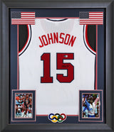 Magic Johnson Team USA Authentic Signed White Pro Style Framed Jersey BAS Wit