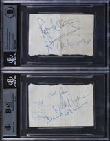 Pink Floyd (5) Gilmour, Waters, Wright, Mason Signed 2.75x4.25 Cut Sig BAS Slab