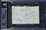 Pink Floyd (5) Gilmour, Waters, Wright, Mason Signed 2.75x4.25 Cut Sig BAS Slab