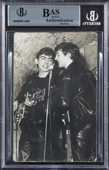 George Harrison, Graham Nash & Allan Clarke Signed 3.5x5.5 Photo BAS Slabbed