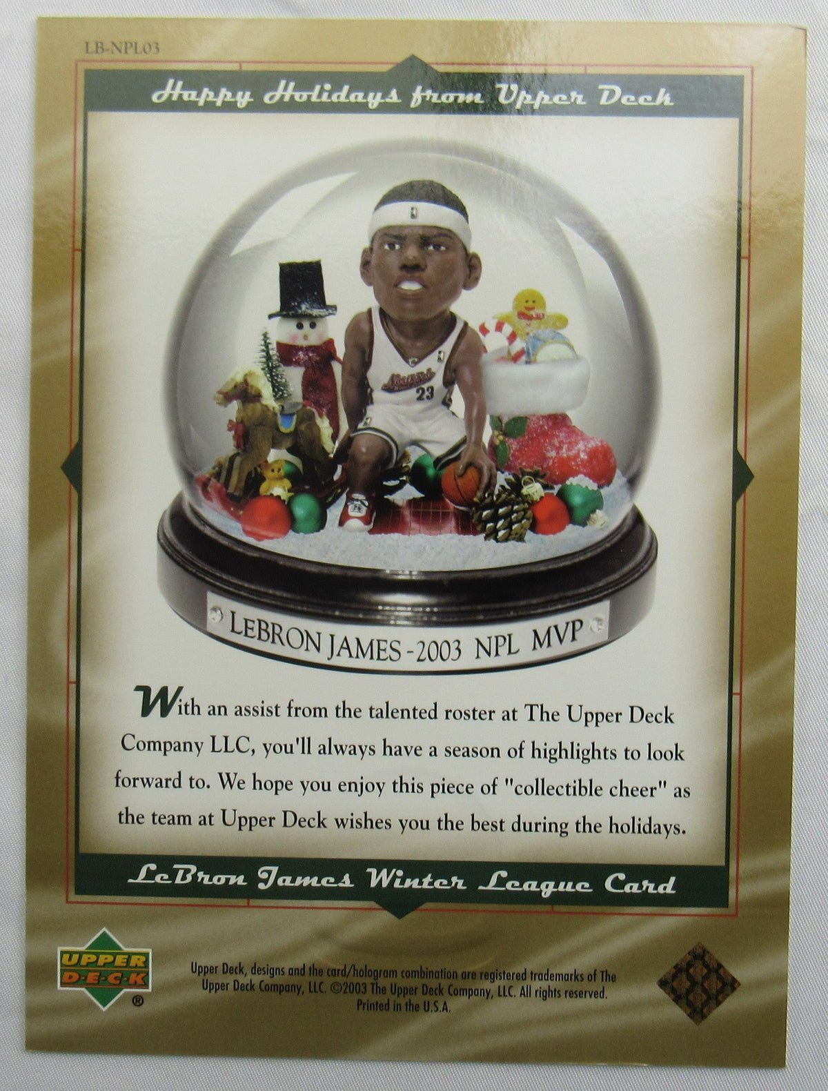 2003 LeBron James Oversized Holiday Card Upper Deck