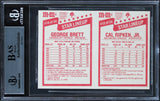 Royals George Brett Signed 1987 M&M's Star Lineup Panels #13-14 Card BAS Slabbed