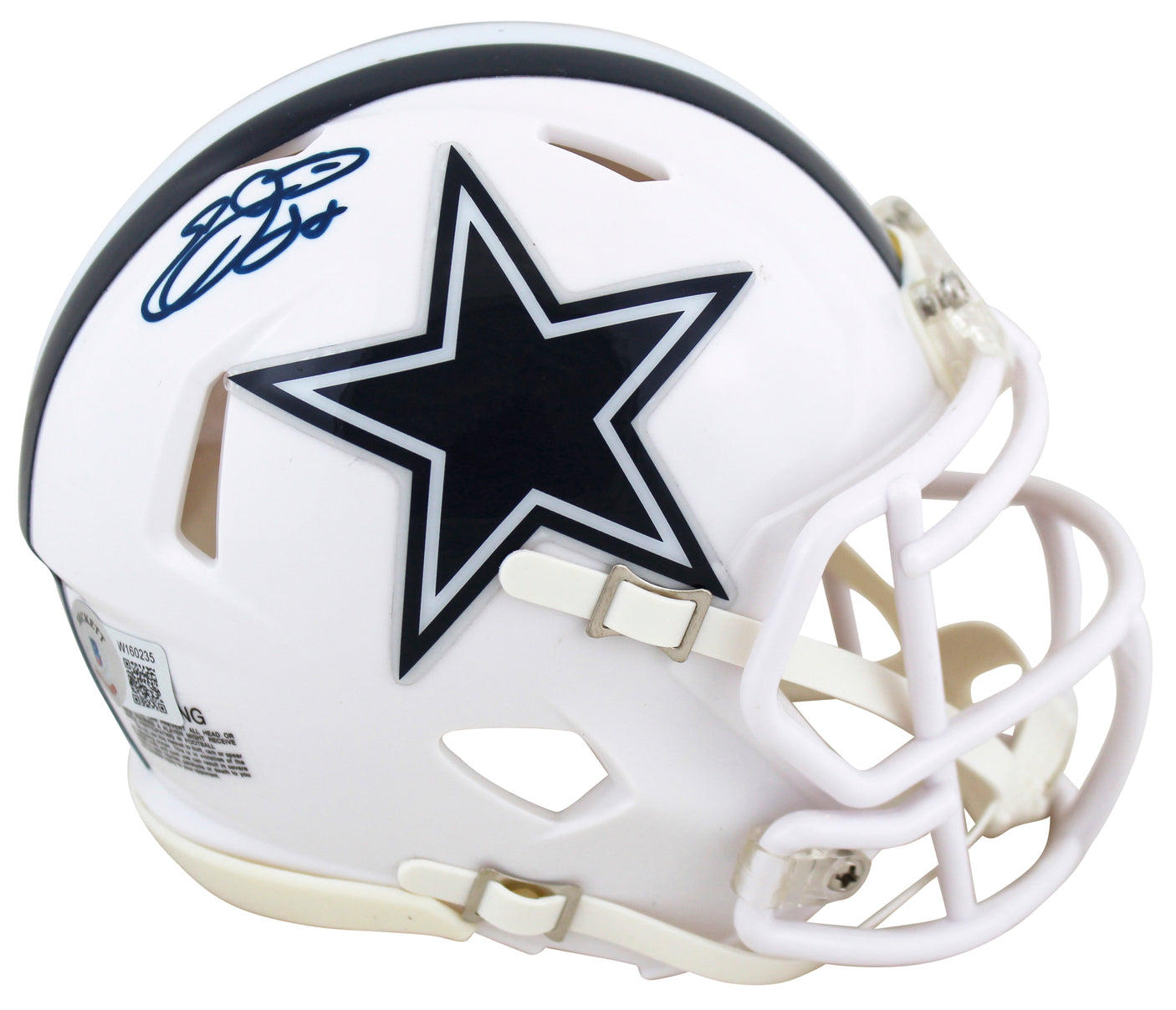 Cowboys Emmitt Smith Signed 2022 Alt White Speed Mini Helmet BAS Witnessed