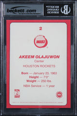 Hakeem Olajuwon Signed 1985 Star Team Supers 5x7 #HR2 Card Auto 10! BAS Slabbed